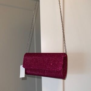 Elegant Hot Pink Glitter Clutch Bag